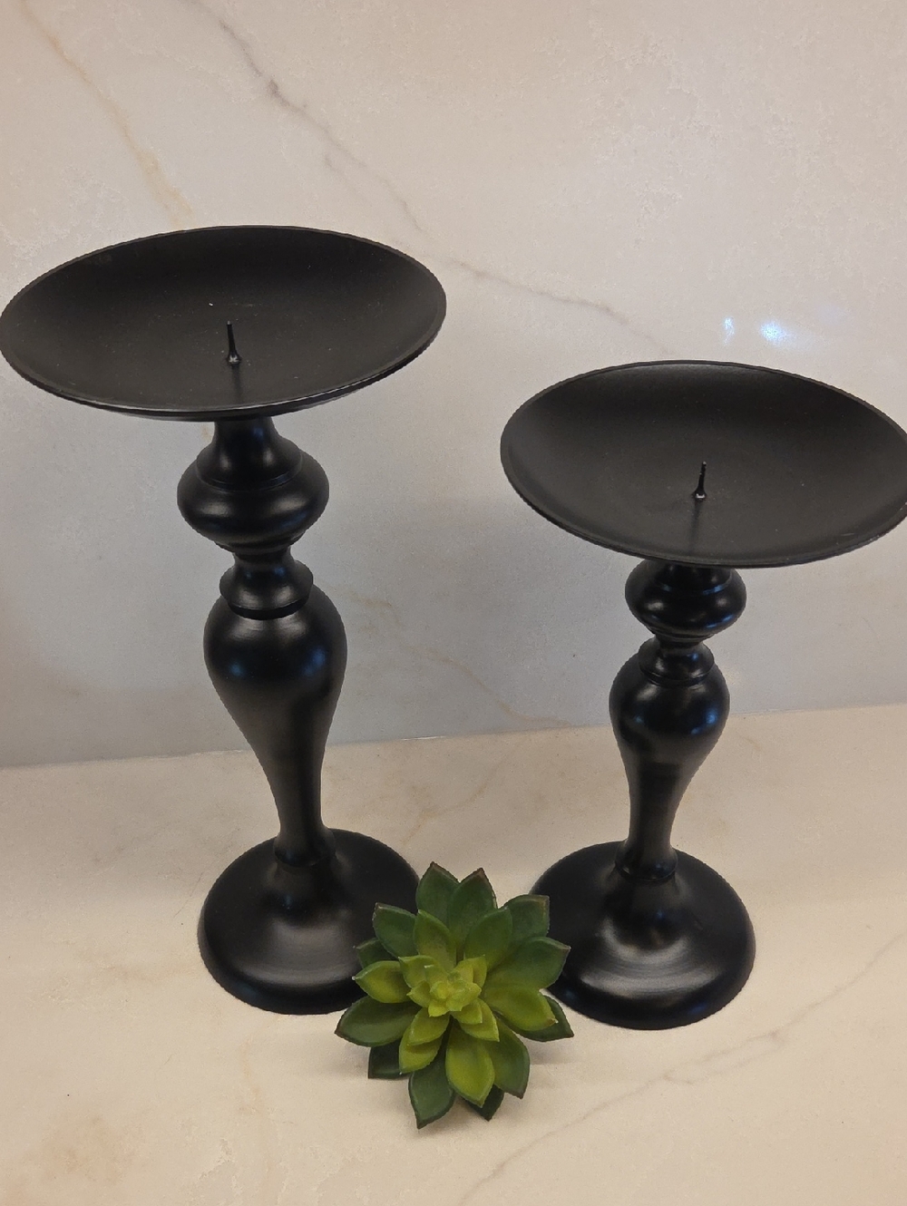 Black Metal Candlestick Holders - Set of 2
